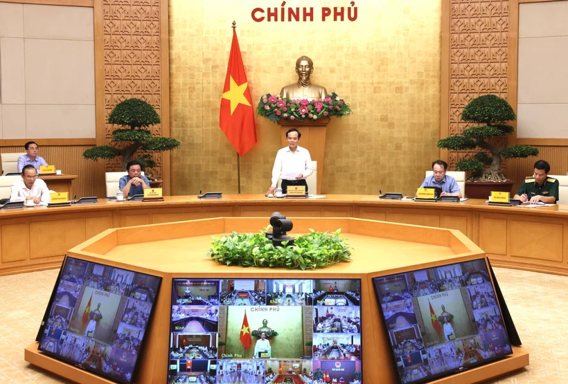 Deputy PM Tran Luu Quang at the online conference (Photo: VNA)