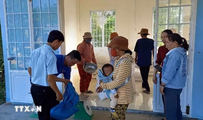 Nearly 3,000 tonnes of rice aid will be allocated to seven provinces to support local people. (Photo: VNA)