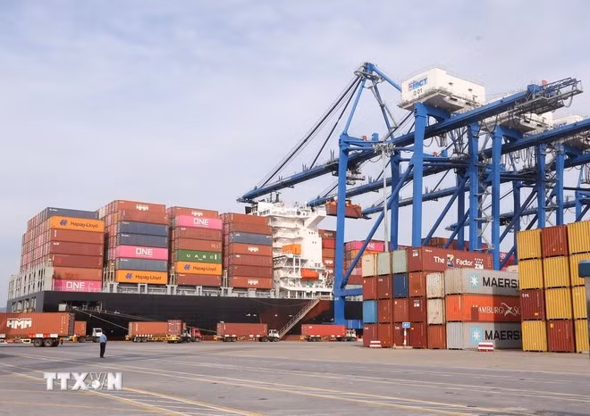 At Tan Cang Hai Phong International Container Terminal. Hai Phong targets to become a regional and international logistics and maritime hub. (Photo: VNA)