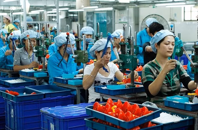 Workers at an electronics factory in the southern province of Dong Nai. (Photo: VNA/VNS)