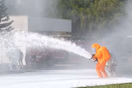 An emergency response drill at the Da Lat Nuclear Reactor. (Photo: VNA)