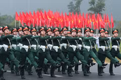 Military parade rehearsal for 50th anniversary of southern liberation