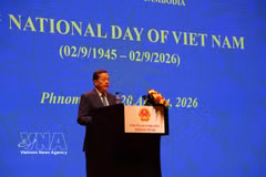Cambodia’s First Deputy Prime Minister Neth Savoeun speaks at the ceremony marking the 81st anniversary of Vietnam’s National Day on August 20. (Photo: VNA)