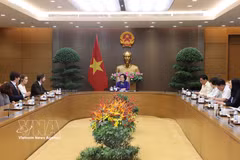 An overview of the meeting between Deputy Prime Minister Pham Thi Thanh Tra and César Louis-Philip Marseille, Managing Director of VAMED Engineering GmbH of Austria and member of the Board of Directors of VAMED+WWH Group of Germany,in Hanoi on October 7. (Photo: VNA)