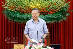 Party General Secretary and State President To Lam speaks at the working session with the education sector in Hanoi on June 15. (Photo: VNA)