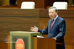 Party General Secretary and State President To Lam speaks at the national conference held on June 11 to disseminate and implement Politburo Resolution No. 06-NQ/TW. (Photo: VNA)