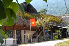Traditional palm-leaf-roofed stilt houses are closely associated with the life of the Dao Cham people. (Photo: VNA)