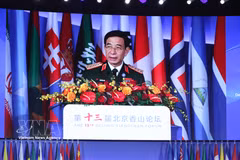 Deputy Prime Minister and Minister of National Defence Gen. Phan Van Giang speaks at the 13th Beijing Xiangshan Forum in Beijing on September 16. (Photo: VNA)