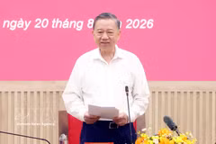 General Secretary of the Communist Party of Vietnam Central Committee and President To Lam speaks at the working session with the Ho Chi Minh National Academy of Politics' key leaders on August 20. (Photo: VNA)