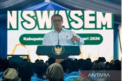 Indonesian Agriculture Minister Andi Amran Sulaiman speaks at the grand harvest event in Karawang (Photo: antaranews.com)