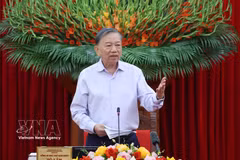 General Secretary of the Communist Party of Vietnam Central Committee and President To Lam speaks at the the second session of the Steering Committee for the review of 100 years of the Party’s leadership of the Vietnamese revolution, leadership orientations for national development over the next 100 years, and the review of the 40-year implementation of the Platform for National Construction during the transitional period to socialism on September 17, 2026. (Photo: VNA)