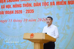 Prime Minister Le Minh Hung speaks at the conference to launch the 2026–2035 national target programme on cultural and social development, rural development, and development in ethnic minority and mountainous areas. (Photo: VNA)
