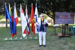 Vietnamese Ambassador to Israel Ly Duc Trung speaks at the event celebrating ASEAN's 58th founding anniversary. (Photo: VNA)