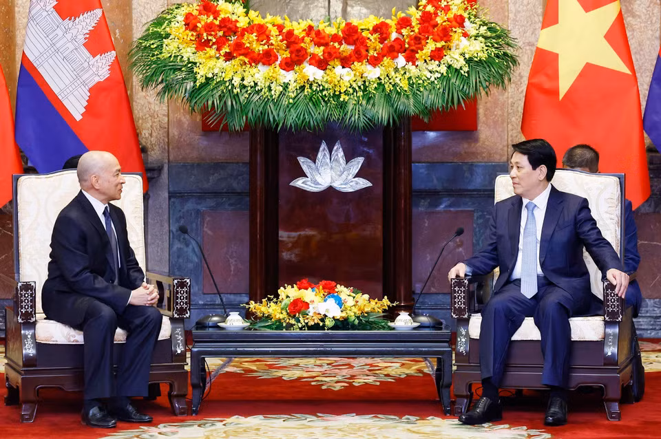 President Luong Cuong meets with Cambodian King Norodom Sihamoni. (Photo: Lam Khanh - VNA)