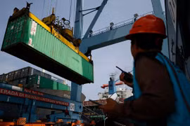 A container is unloaded from a ship onto a truck at Tanjung Priok Port in Jakarta, Indonesia, Feb 12, 2025. (Photo: chinadailyhk.com 