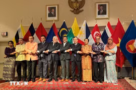 ASEAN ambassadors pose for a group photo with representatives of the Canadian Government and Parliament. (Photo: VNA) 