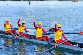 Vietnam’s women’s rowing team at ASIAD 2026. (Photo: VNA published) 
