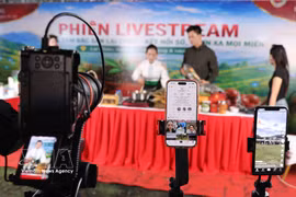 A livestream introducing Lai Chau province’s signature agricultural products at the opening ceremony of the “Elevating Lai Chau’s Specialties” e-commerce event series held in conjunction with the 2026 National Day celebrations. (Photo: VNA) 