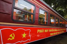 The double-decker tourist train is scheduled to start running on August 19. (Photo: VNA)