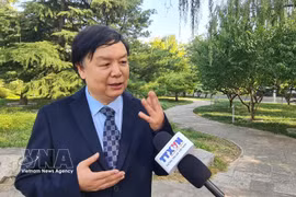Professor Mi Liang, Director of the Centre for Southeast Asian Studies at Beijing Foreign Studies University, grants an interview to the Vietnam News Agency. (Photo: VNA)