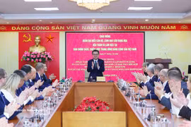 Politburo member, Secretary of the Party Central Committee and Chairman of the committee’s Commission for Policy and Strategy Nguyen Thanh Nghi works with the Russian delegation (Photo: VNA)