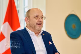 Swiss Ambassador to Vietnam Thomas Gass speaks to the Vietnam News Agency. (Photo: VNA)