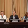 Ambassador Mai Phan Dung (centre), Permanent Representative of Vietnam to the UN in Geneva, moderates the discussion in Geneva on September 29. (Photo: VNA)