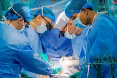 Doctors at the University Medical Centre Ho Chi Minh City perform a heart transplant on a patient. (Photo published by VNA)