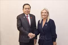 Chairman of the Vietnamese National Assembly Tran Thanh Man meets with Verona Murphy, Ceann Comhairle (Speaker) of Dáil Éireann - the lower house of the Oireachtas (parliament) of Ireland, July 29, 2025. (Photo: VNA)