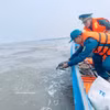 On September 14, the Tan An Commune Military Command, in coordination with Tam Giang Tay Border Guard Station, also releases a 3kg green turtle into its natural habitat. (Photo: VNA) 