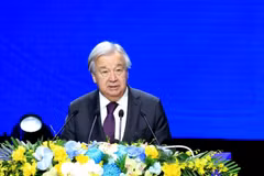 UN Secretary-General António Guterres delivers remarks at the high-level opening session of the Hanoi Convention signing ceremony. (Photo: Tuan Anh – VNA)