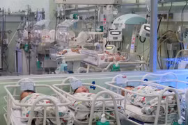 Newborns receiving care at the neonatal department of Hung Vuong Hospital in HCM City. (Photo: VNA)