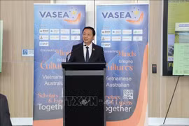 Deputy Prime Minister Tran Hong Ha speaks at the Science and Technology Dialogue Forum and the launch of the VietNEST Vietnamese-language learning platform. (Photo: VNA)