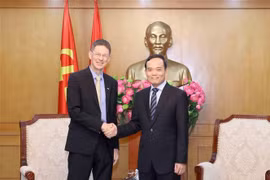 Chairman of the Party Central Committee’s Commission for Policies and Strategies Tran Luu Quang (right) meets with President of AES Vietnam Oliver Marquette on July 9, 2025. (Photo: VNA)