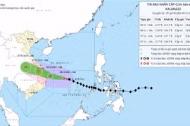 A map released at 5am on November 6, 2025, tracing the direction of Typhoon Kalmaegi (Photo published by VNA)
