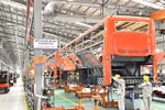 Kim Long Motor's passenger bus assembly line. (Photo of Kim Long Motor)