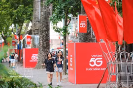 5G stations are installed around Hoan Kiem Lake. (Photo: VNA)
