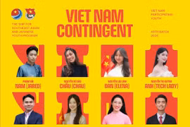 The 16 Vietnamese delegates to board the 49th Ship for Southeast Asian and Japanese Youth Programme (SSEAYP). (Photo: The organising board)