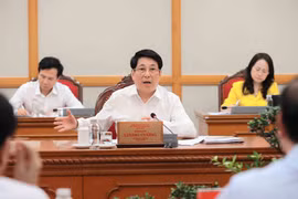 State President Luong Cuong speaks at the working session between the Politburo and the Standing Board of the Ca Mau provincial Party Committee. (Photo: VNA)