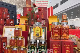 Products of Lai Chau province's Sukova High-Tech Agricultural and Medicinal Herb Cooperative at the fair. (Photo: VNA)
