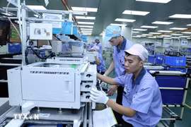 Workers at the VSIP Hai Phong industrial and urban complex, which specialises in producing electronic components for office equipment. (Photo: VNA)