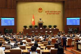 National Assembly adopts a resolution introducing key provisions on environmental protection tax, value-added tax, and excise tax for petrol, oil and jet fuel on April 12 (Photo: VNA