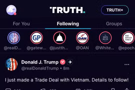 US President Donald Trump posts on the social media platform Truth Social that he just made a trade deal with Vietnam. (Screenshot photo)