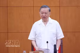 Party General Secretary and State President To Lam addresses the working session (Photo: VNA)