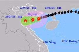 The typhoon's path as of 7 am on July 22 (Photo: National Centre for Hydrometeorological Forecasting)