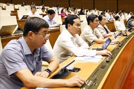 Lawmakers vote to adopt the resolution on several special mechanisms and policies for private sector development on May 17. (Photo: VNA)