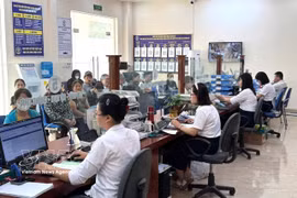 Civil servants of Chuyen My commune in Hanoi handl administrative procedures for local residents. (Photo: VNA)