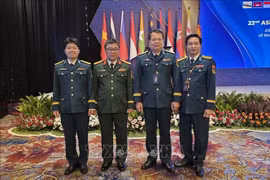 The Vietnamese delegation led by Commander of the Vietnam Air Defence-Air Force Maj. Gen. Vu Hong Son (second from right) at the 22nd ASEAN Air Chiefs Conference (Photo: VNA)