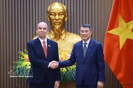 Prime Minister Le Minh Hung (right) and Cuban Ambassador to Vietnam Rogelio Polanco Fuentes at their meeting on May 20 (Photo: VNA)