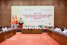 Prime Minister Le Minh Hung, who is Secretary of the Government Party Committee, speaks at the meeting in Hanoi on July 24. (Photo: VNA)